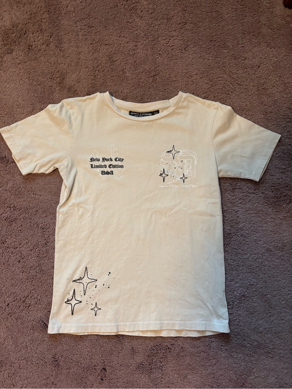 Kids Large 12-13 New York City Limited Edition' Graphic Tee - Cream